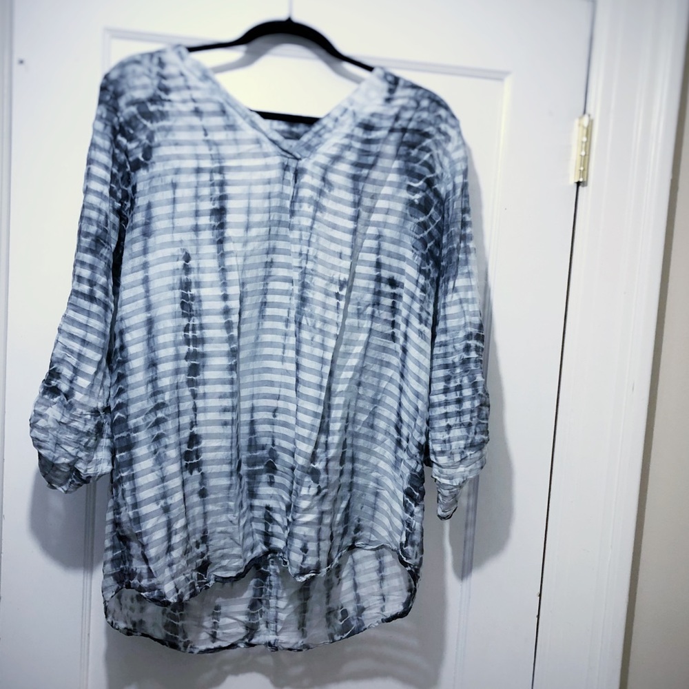 Sheer Blue Blouse, Soft Surroundings, M